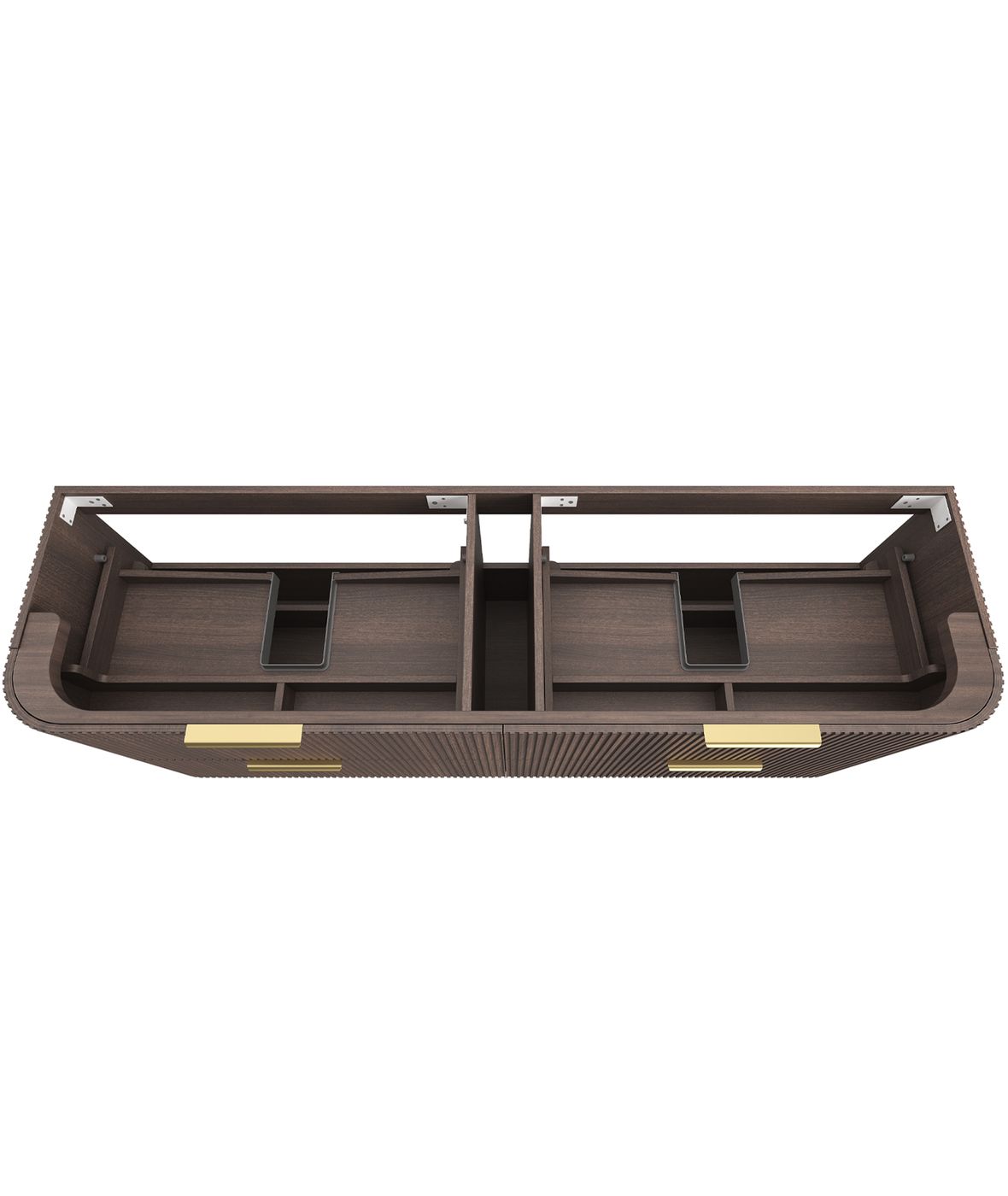 Havana Fluted 1800mm Sable Walnut Wall Hung Curve Vanity