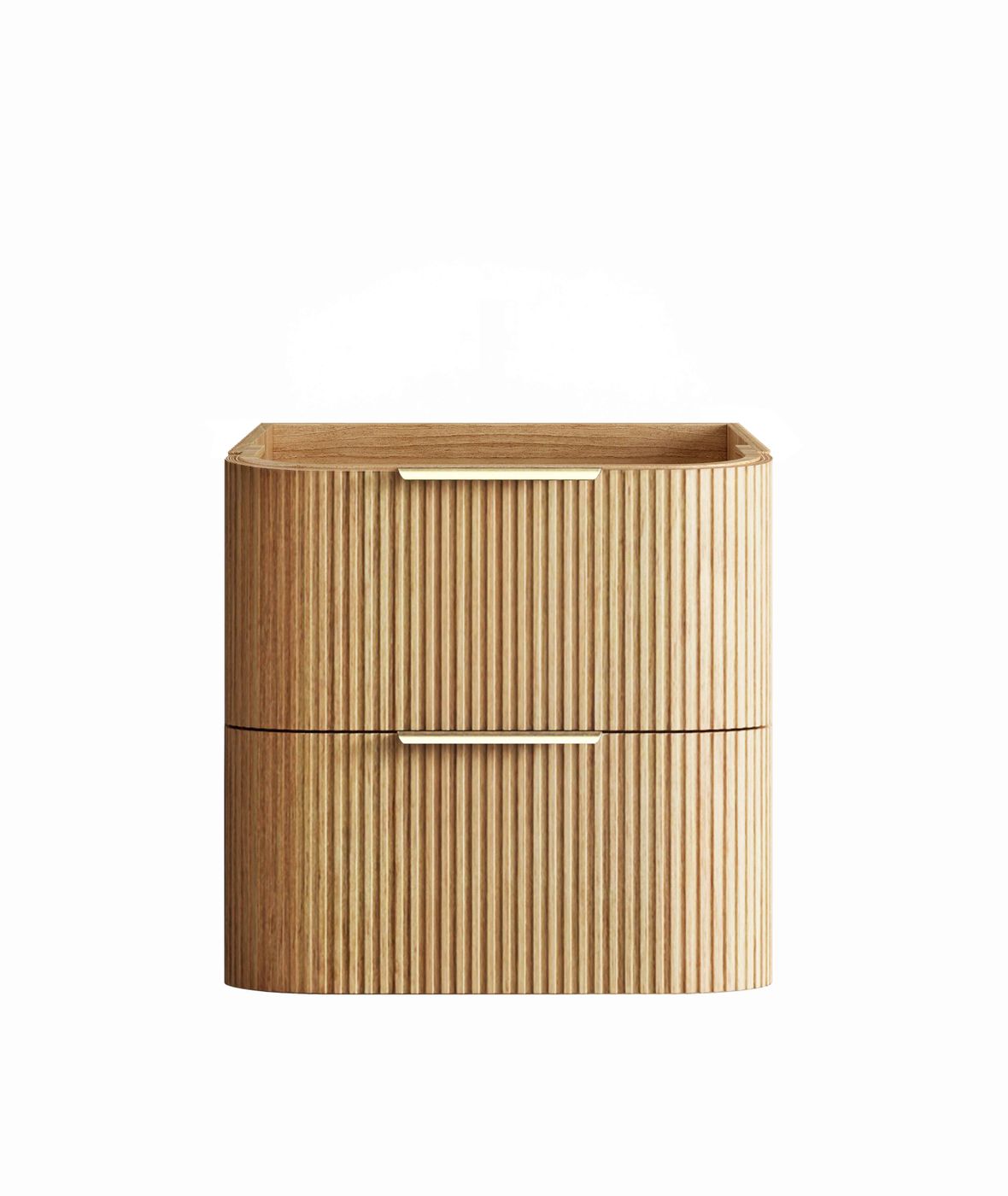 Havana Fluted 600mm Woodland Oak Wall Hung Curve Vanity