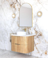 Havana Fluted 750mm Woodland Oak Wall Hung Curve Vanity
