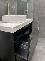 Marlo Fluted 750mm Matte Black Wall Hung Vanity
