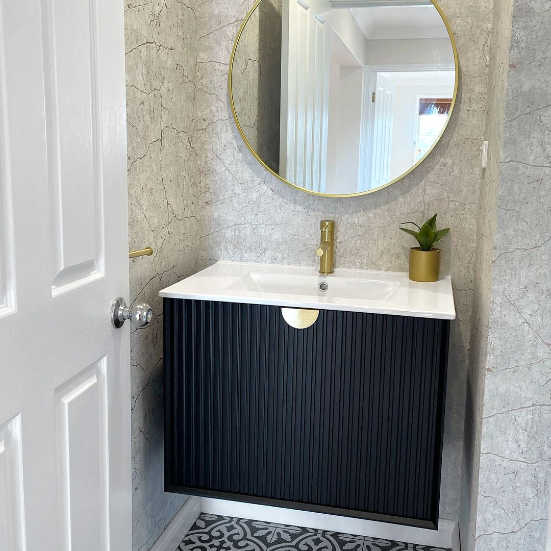 Marlo Fluted 750mm Matte Black Wall Hung Vanity