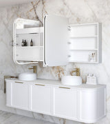 LED Newport 1800(W)x750(H) Matte White Shaving Cabinet - Premium Edition - close-up detail view