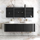 LED Newport 1800(W)x750(H) Black Oak Shaving Cabinet - Premium Edition