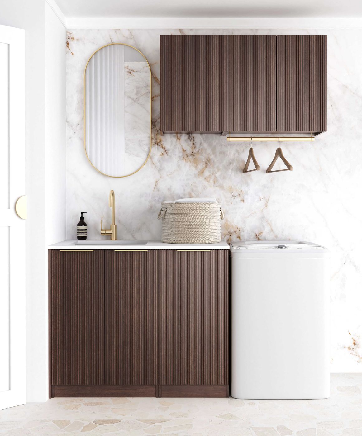 Havana Fluted Sable Walnut Laundry Kit 1715x600x2100