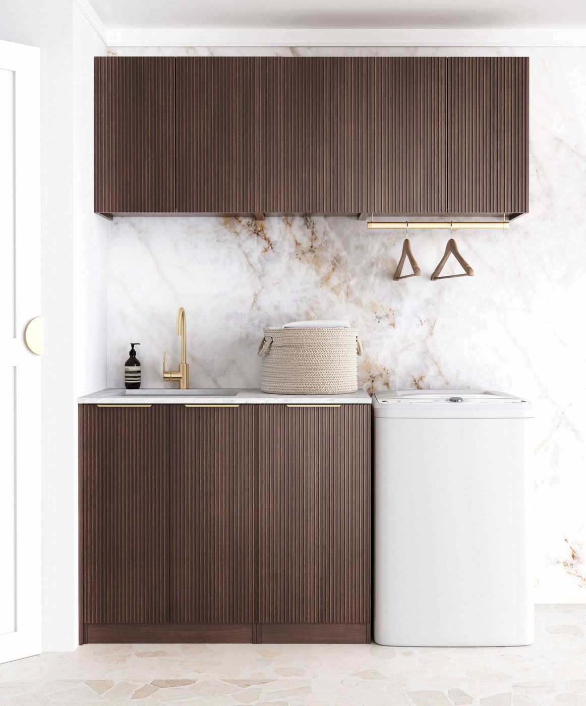Havana Fluted Sable Walnut Laundry Kit 1715x600x2100