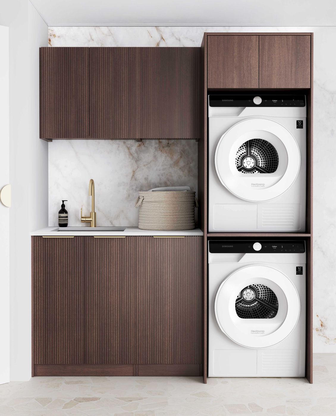 Havana Fluted Sable Walnut Laundry Kit 1715x600x2100
