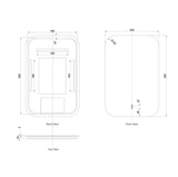 LED Newport 900(H)x600(W) Frameless Back Lit Tuffi Mirror - Install Horizontal or Vertical