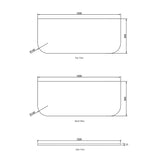 Havana 1200x500x20 Pure White Top No Hole