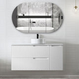 Noosa Fluted 1200mm Satin White Wall Hung Vanity