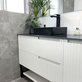 Noosa Fluted 1200mm Satin White Wall Hung Vanity