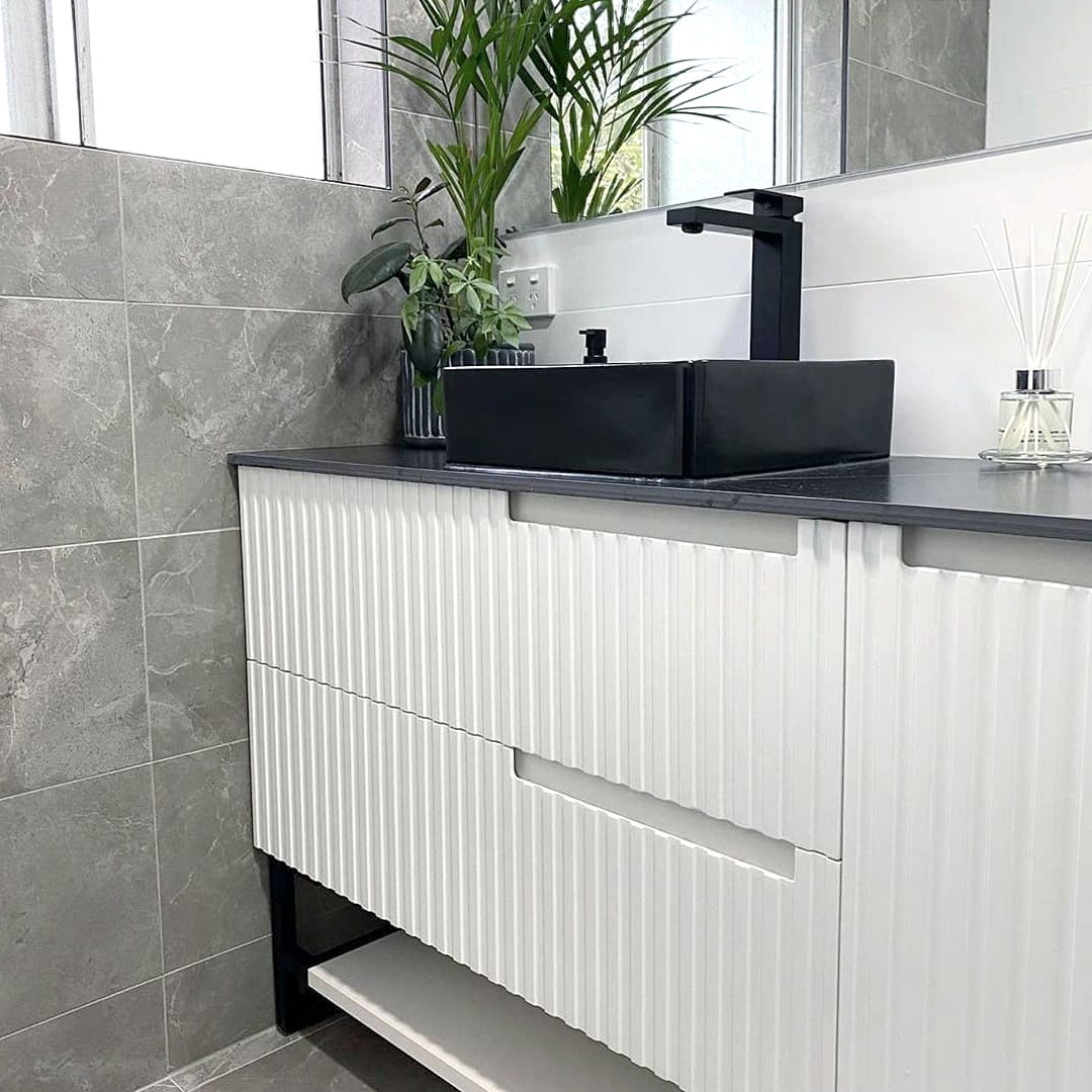 Noosa Fluted 1200mm Satin White Wall Hung Vanity