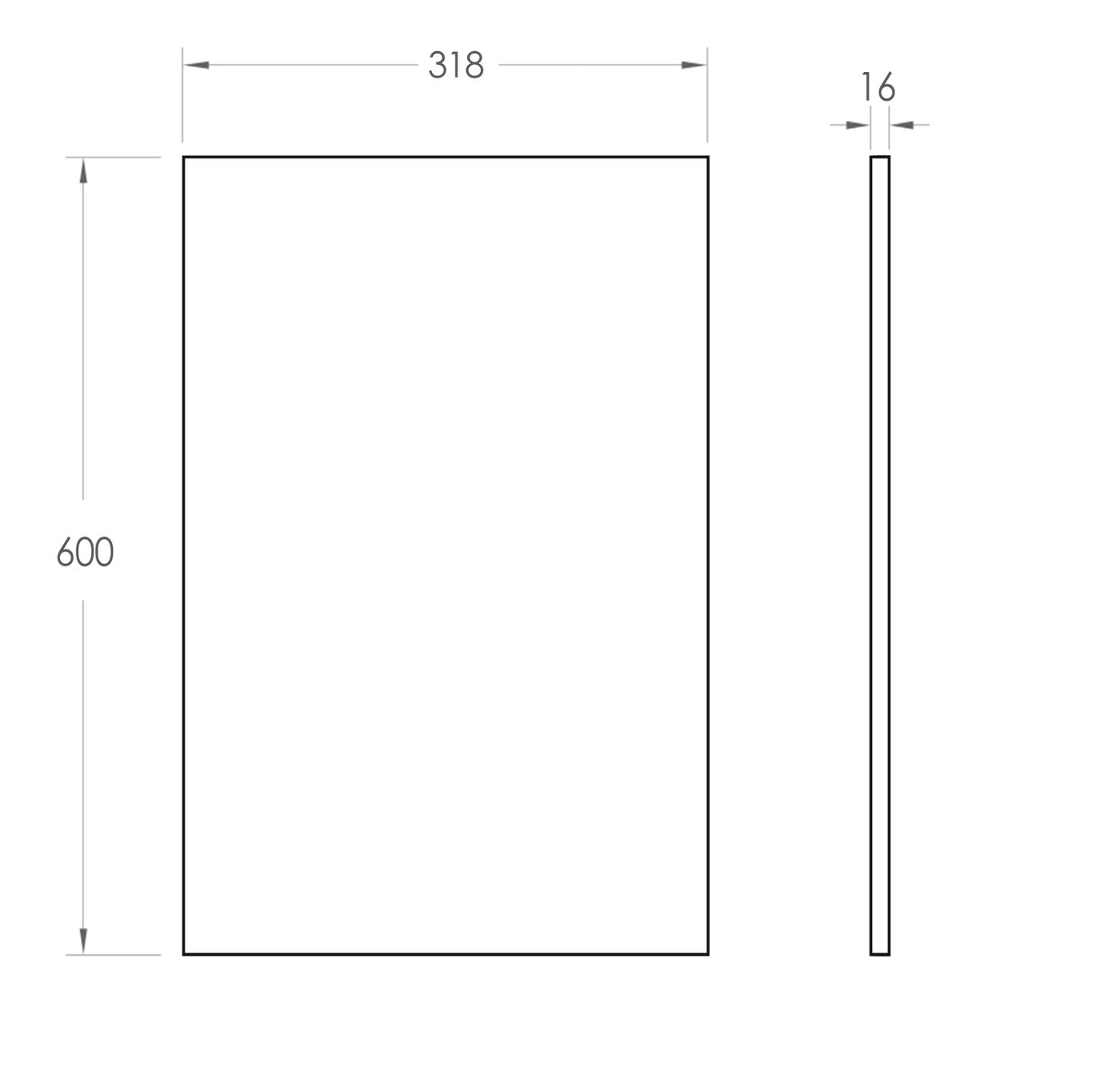 Filler 600x322x16 Polyurethane White