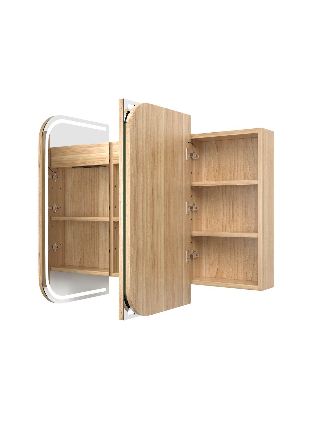 LED Newport 1200(W)x750(H) Woodland Oak Shaving Cabinet - Premium Edition