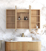 LED Newport 1200(W)x750(H) Woodland Oak Shaving Cabinet - Premium Edition