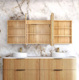 LED Newport 1800(W)x750(H) Woodland Oak Shaving Cabinet - Premium Edition