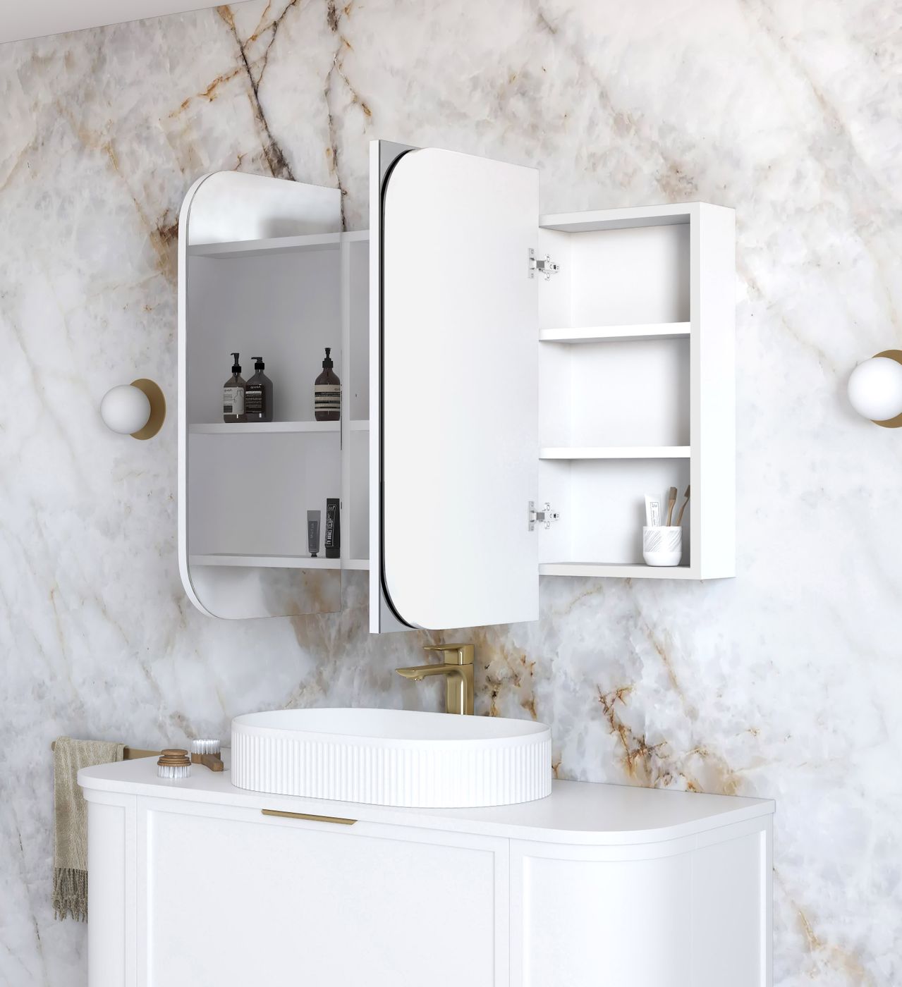 Newport 1200x750 White Shaving Cabinet