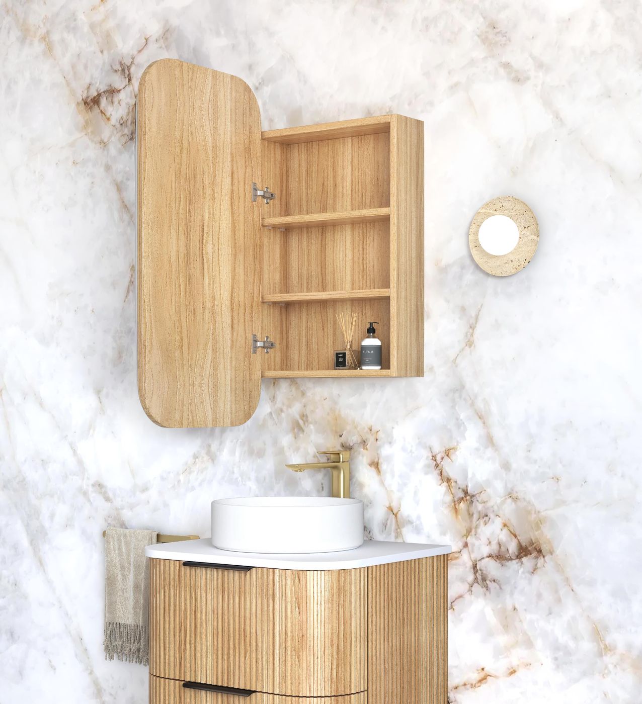 Newport 900x450 Woodland Oak Shaving Cabinet
