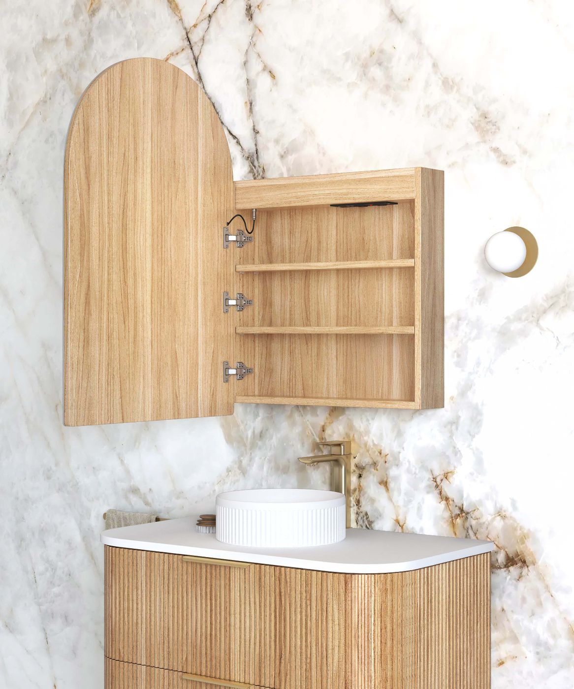 LED Archie 900(H)x600(W) Woodland Oak Shaving Cabinet - Premium Edition
