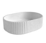 Havana Oval Fluted Solid Surface 480x345x140 Matte White Basin NF