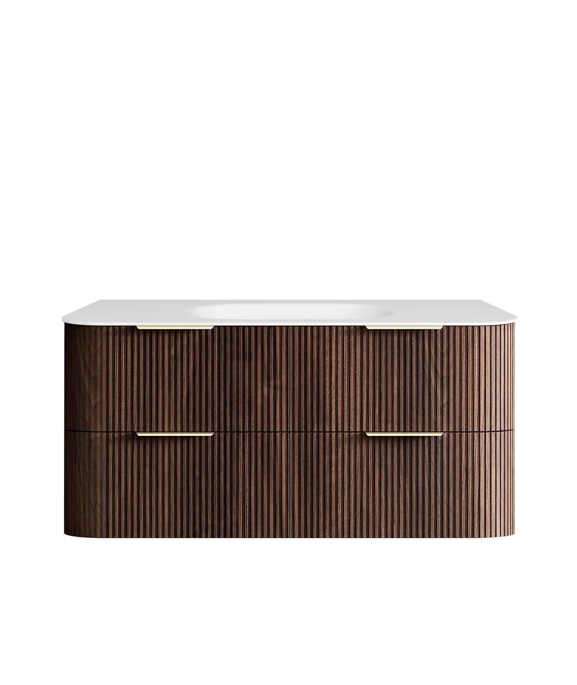 Havana Fluted 1200mm Sable Walnut Wall Hung Curve Vanity
