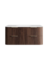 Havana Fluted 1200mm Sable Walnut Wall Hung Curve Vanity