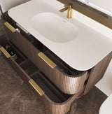 Havana Fluted 1200mm Sable Walnut Wall Hung Curve Vanity