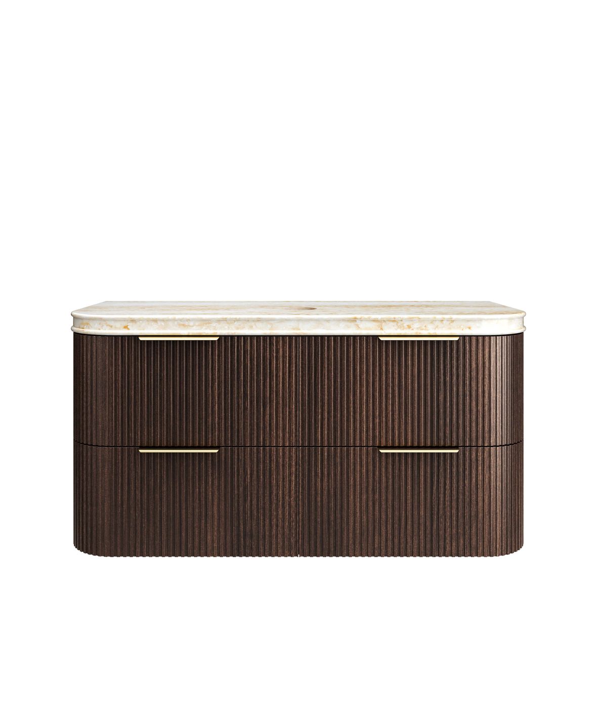 Havana Fluted 1200mm Sable Walnut Wall Hung Curve Vanity