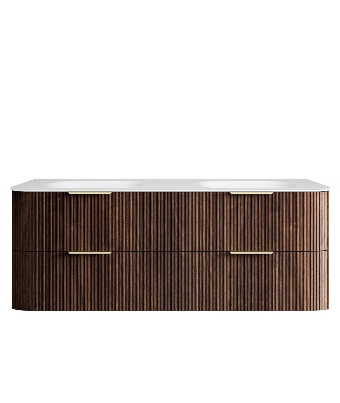 Havana Fluted 1500mm Sable Walnut Wall Hung Curve Vanity