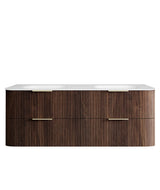 Havana Fluted 1500mm Sable Walnut Wall Hung Curve Vanity