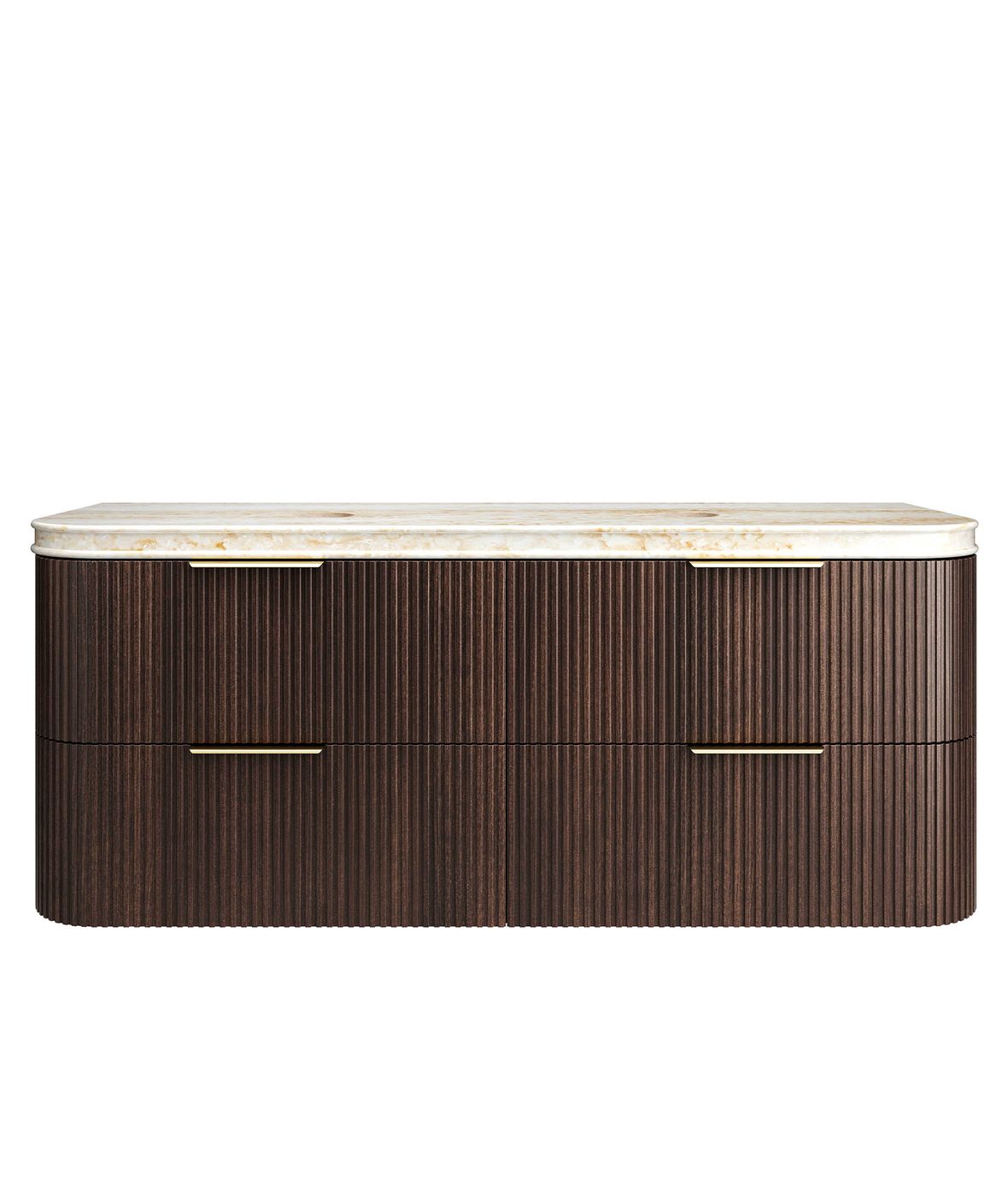 Havana Fluted 1500mm Sable Walnut Wall Hung Curve Vanity