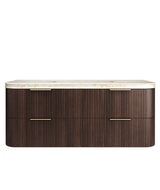 Havana Fluted 1500mm Sable Walnut Wall Hung Curve Vanity