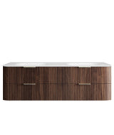 Havana Fluted 1800mm Sable Walnut Wall Hung Curve Vanity