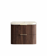 Havana Fluted 750mm Sable Walnut Wall Hung Curve Vanity