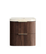 Havana Fluted 600mm Sable Walnut Wall Hung Curve Vanity