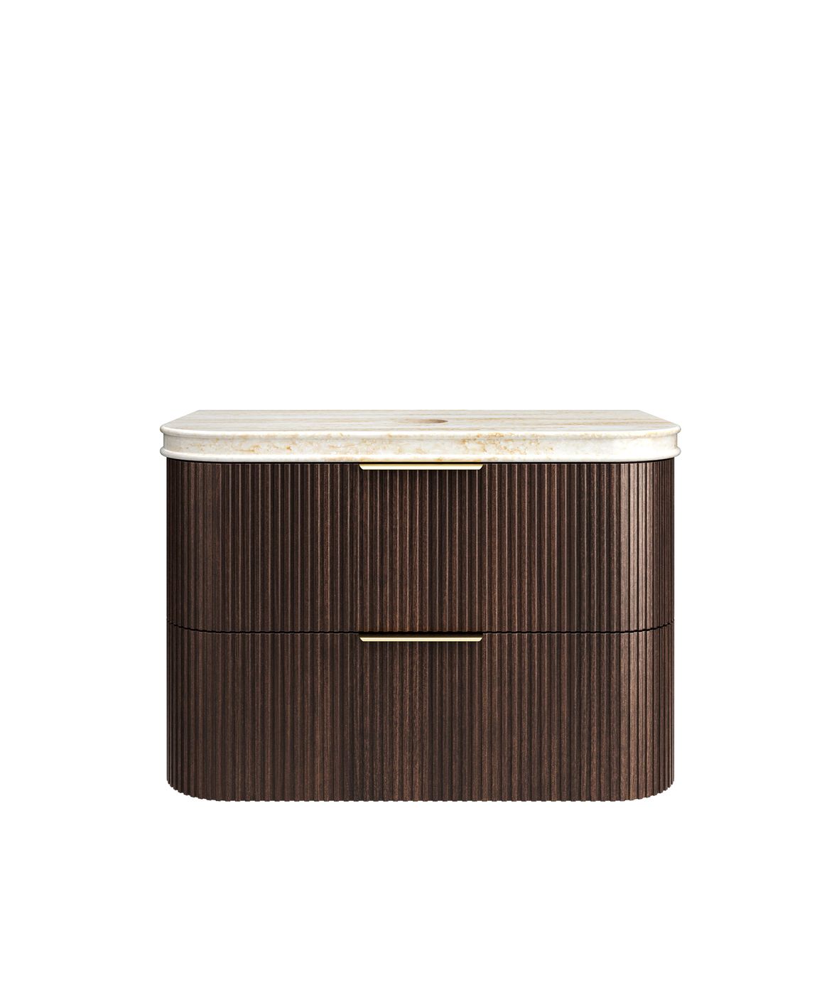 Havana Fluted 900mm Sable Walnut Wall Hung Curve Vanity