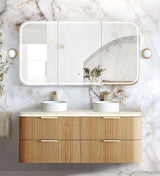 Havana Fluted 1500mm Woodland Oak Wall Hung Curve Vanity