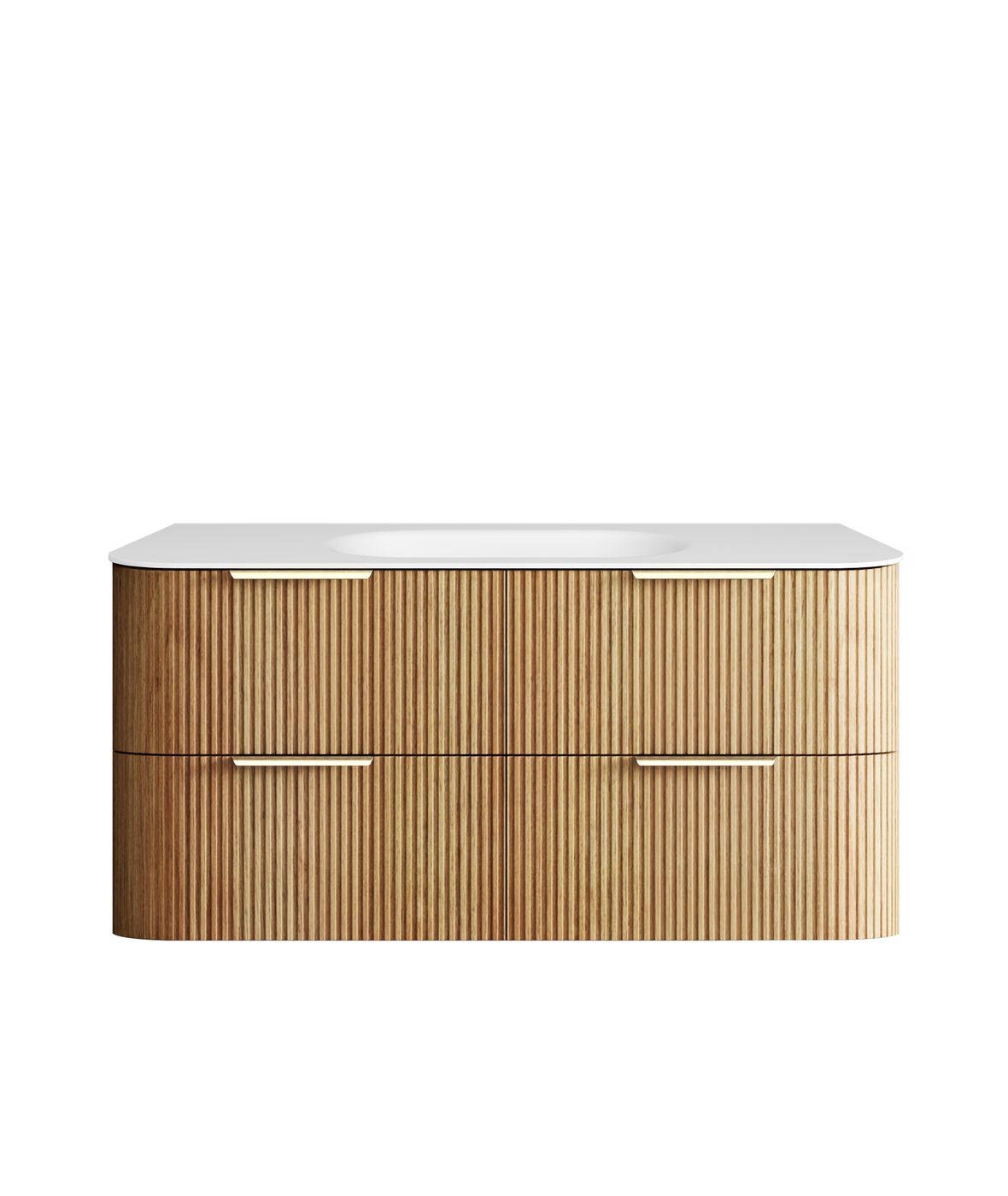 Havana Fluted 1200mm Woodland Oak Wall Hung Curve Vanity