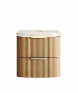 Havana Fluted 600mm Woodland Oak Wall Hung Curve Vanity
