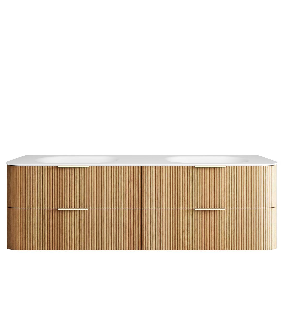Havana Fluted 1800mm Woodland Oak Wall Hung Curve Vanity