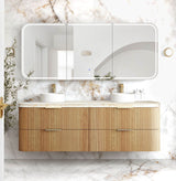 Havana Fluted 1800mm Woodland Oak Wall Hung Curve Vanity