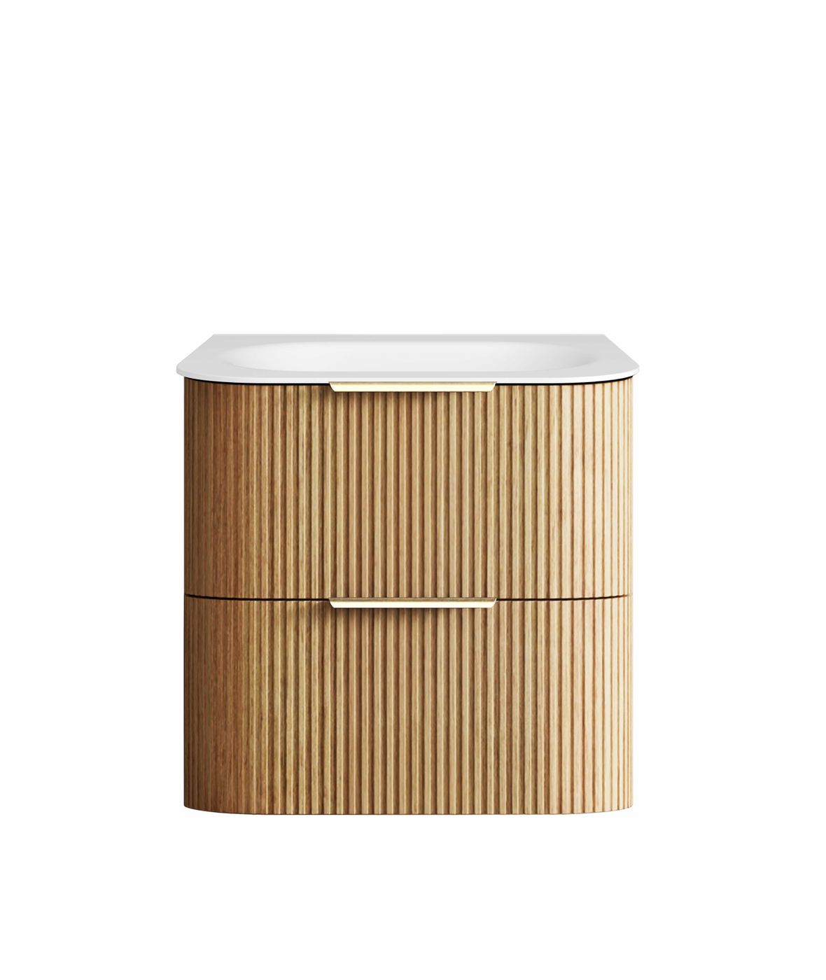 Havana Fluted 600mm Woodland Oak Wall Hung Curve Vanity