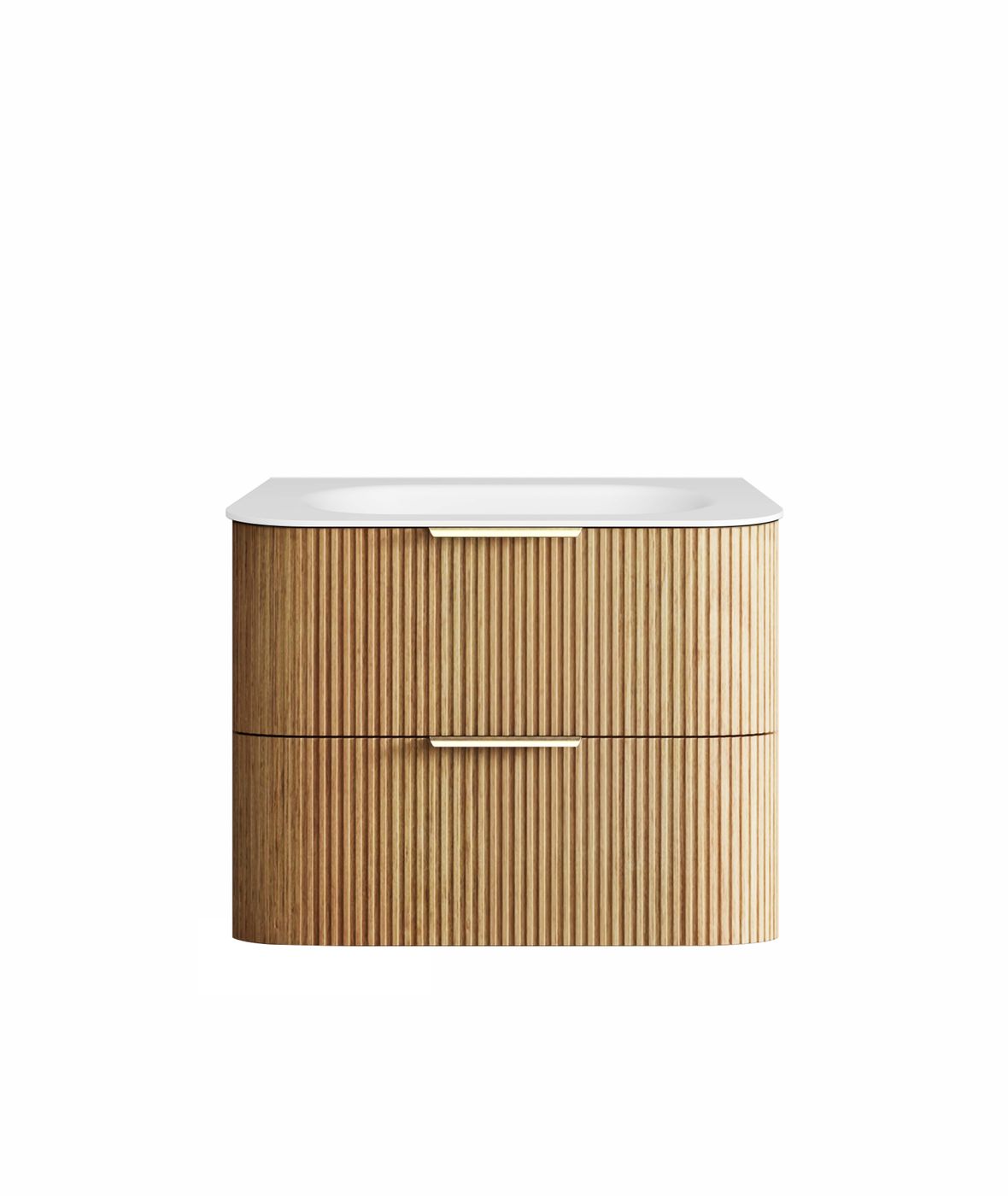 Havana Fluted 750mm Woodland Oak Wall Hung Curve Vanity