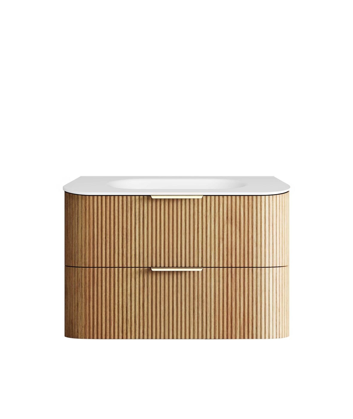 Havana Fluted 900mm Woodland Oak Wall Hung Curve Vanity