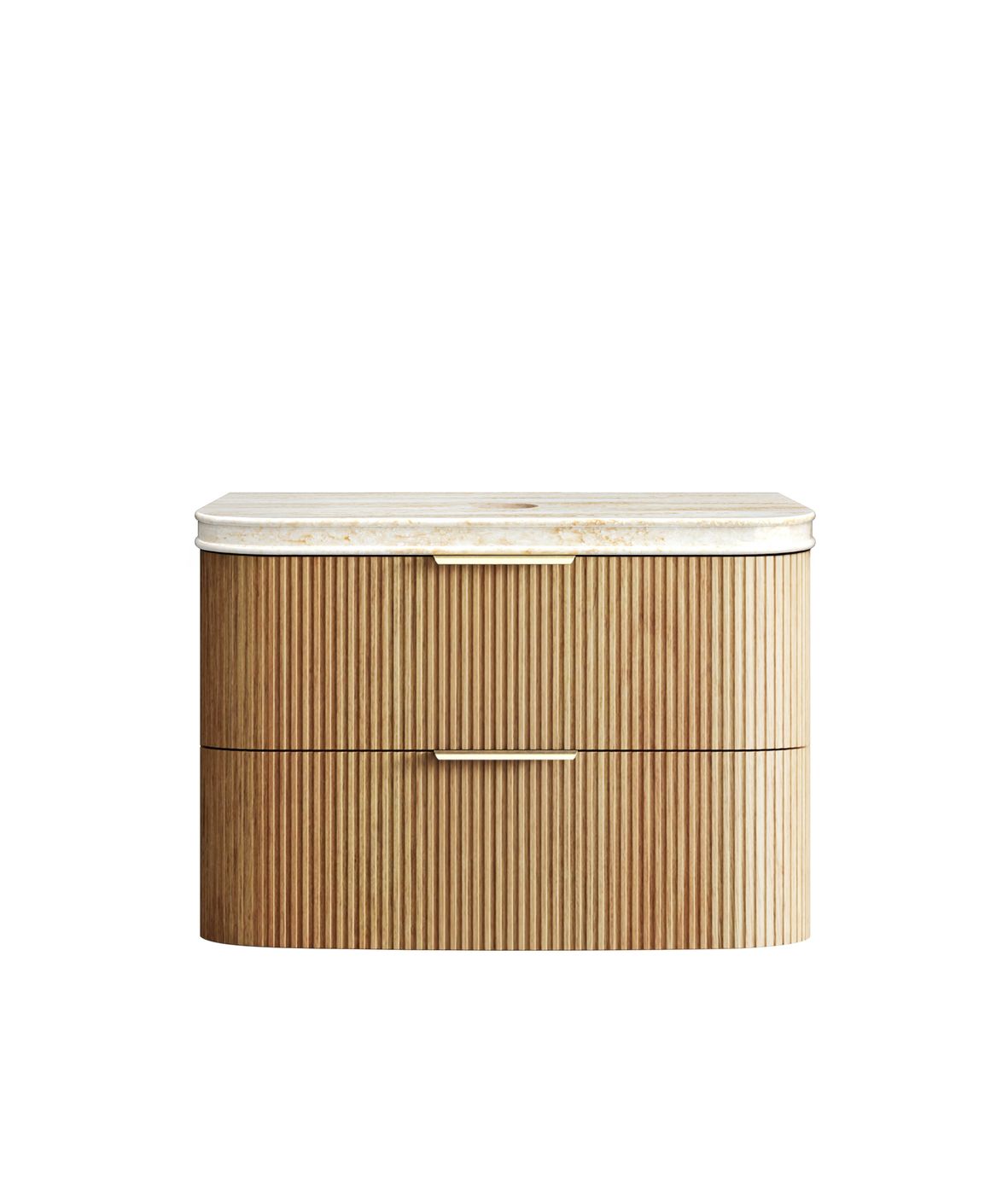 Havana Fluted 900mm Woodland Oak Wall Hung Curve Vanity