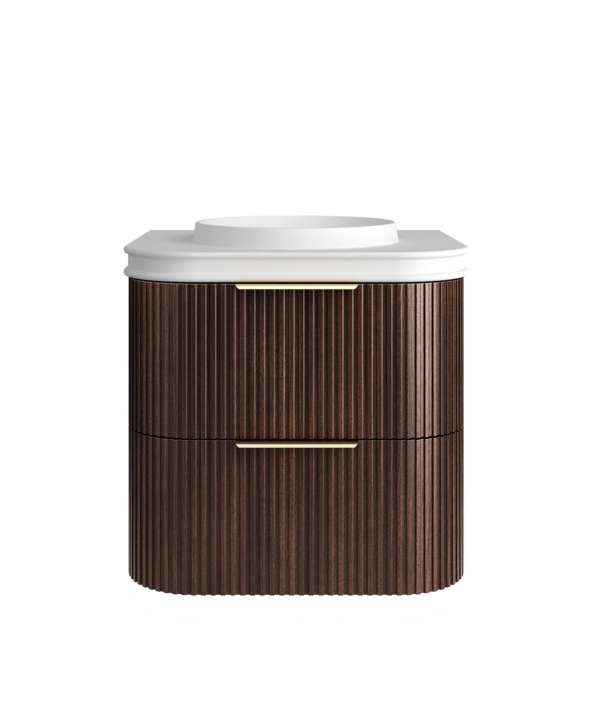 Havana Fluted 600mm Sable Walnut Wall Hung Curve Vanity