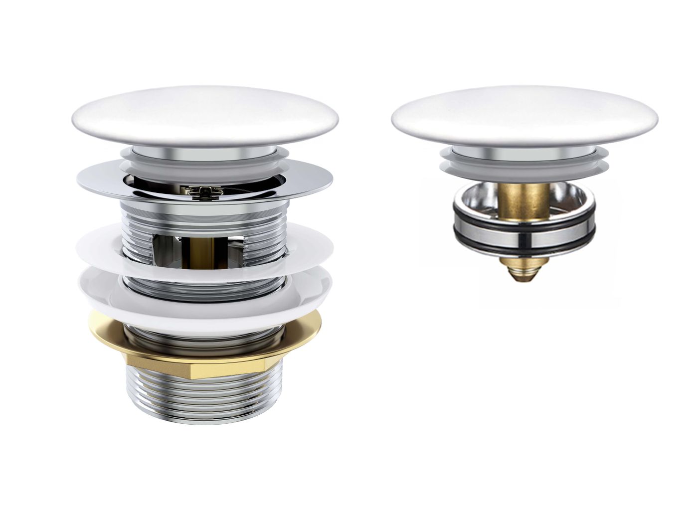 Mushroom Bath Pull Out Popup Waste Overflow Matte White