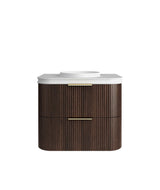 Havana Fluted 750mm Sable Walnut Wall Hung Curve Vanity