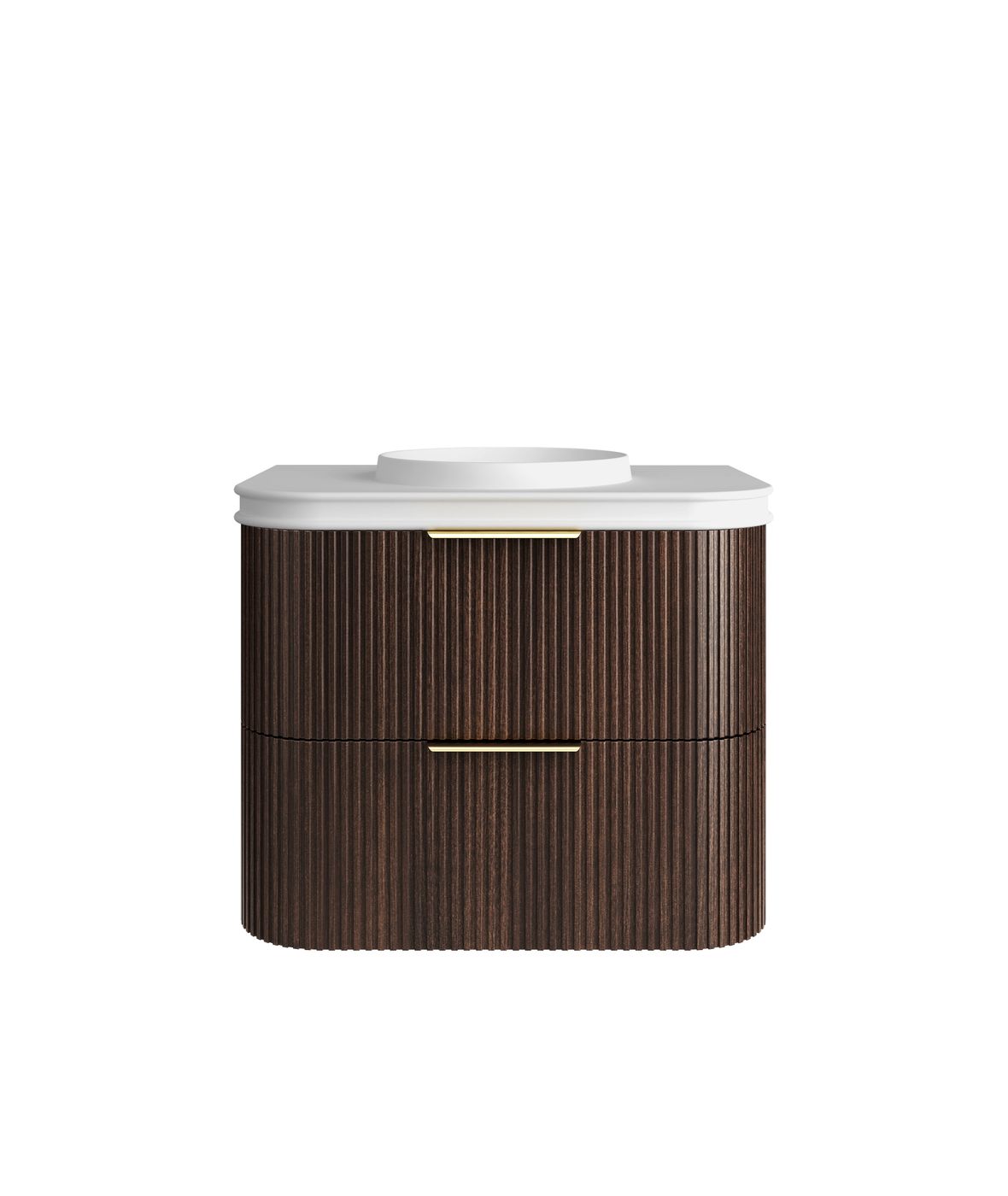 Havana Fluted 750mm Sable Walnut Wall Hung Curve Vanity