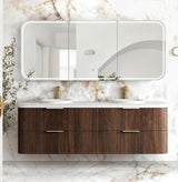 Havana Fluted 1800mm Sable Walnut Wall Hung Curve Vanity