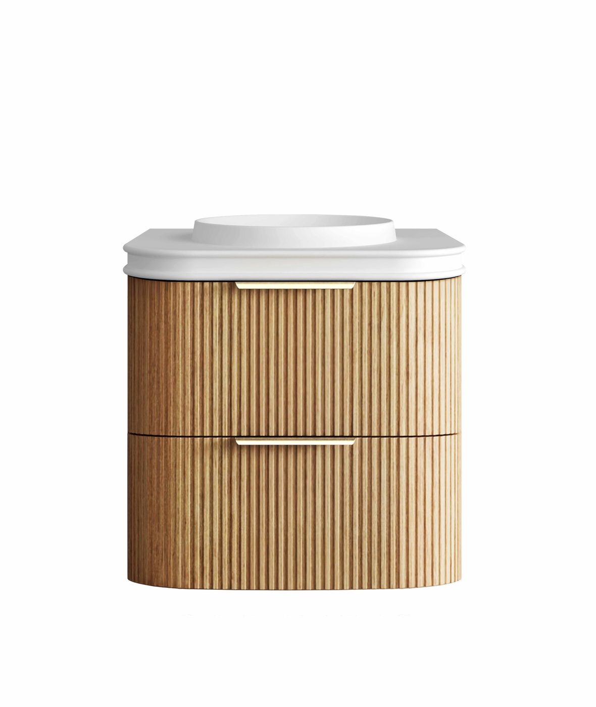 Havana Fluted 600mm Woodland Oak Wall Hung Curve Vanity